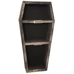 Decorative Graphite & Black Cedar Coffin Shelf with Nameplates